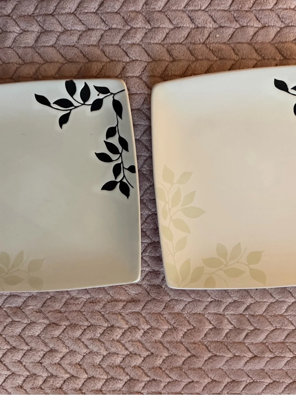 Craft Works 222 Fifth Neutral Leaf-Accent Square Dinner Plates - Set of 2